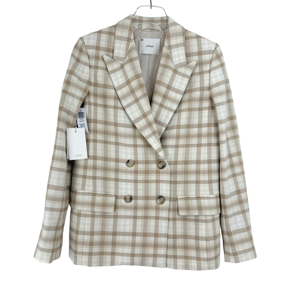 NEW Wilfred Destiny FRANCESCA‎ Plaid Blazer Double Breasted Jacket WOMEN 0